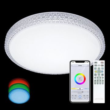 Люстра потолочная светодиодная с пультом CL718A60G белый/прозрачный Альпина Смарт Citilux