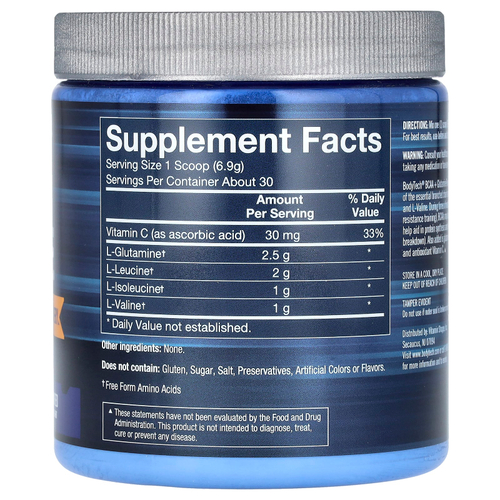 BodyTech, BCAA и глутамин в порошке, без вкусовых добавок, 208 г (7,3 унции)