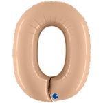 Шар фольгированный Цифра 0 101 см (Бежевый)