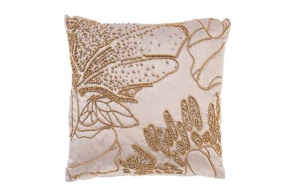 Подушка с бисером "Пионы" бежевый 45x45см Garda Decor