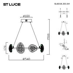 SL6018.203.64 Светильник подвесной ST-Luce Черный/Золотистый LED 1*64W 4000K