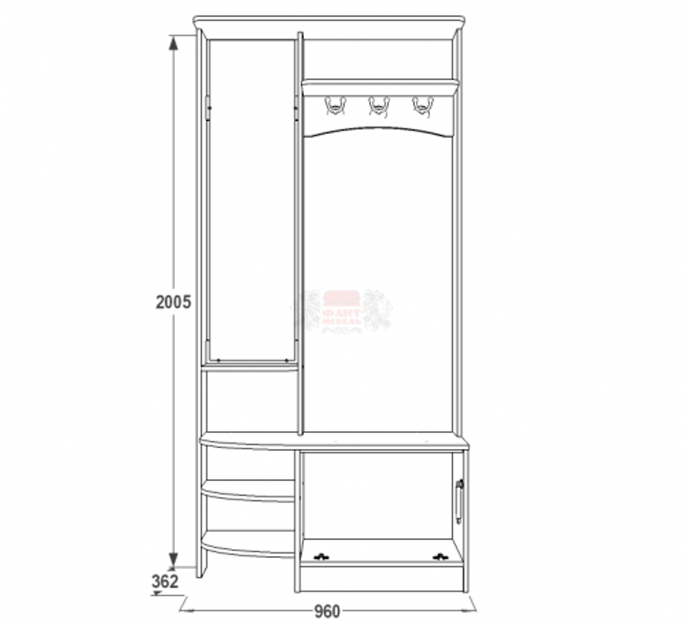 Прихожая "Саша-13" (млечный дуб), ЛДСП, Фант-мебель