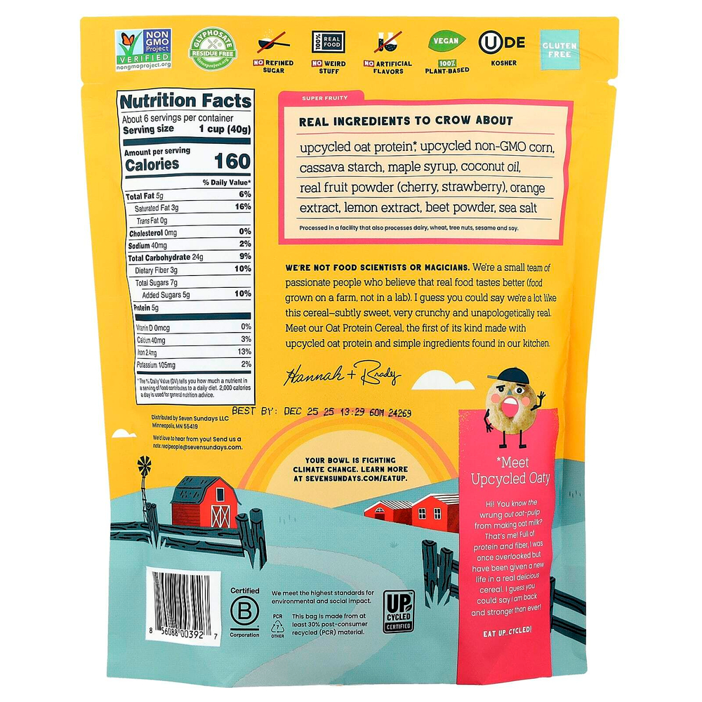 Seven Sundays, Овсяные протеиновые хлопья, суперфрукты, 227 г (8 унций)
