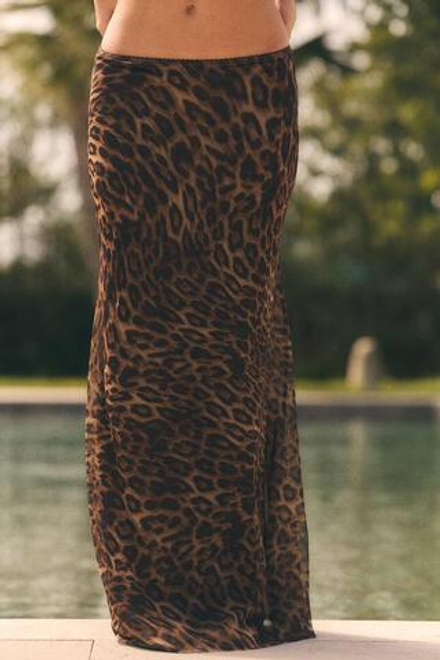 ZARA ЮБКА ИЗ ПОЛУПРОЗРАЧНОЙ ТКАНИ С АНИМАЛИСТИЧЕСКИМ ПРИНТОМ, ЛЕОПАРДОВЫЙ/НЕЖНО-КОРИЧНЕВЫЙ