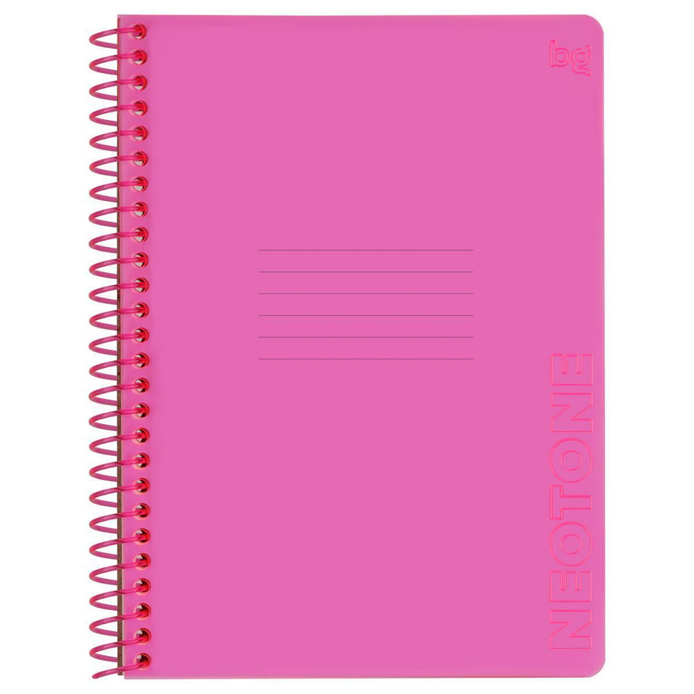 Тетрадь 96л. А5, клетка на пластиковом гребне, пластиковая обложка "Neon. Pink" (BG)