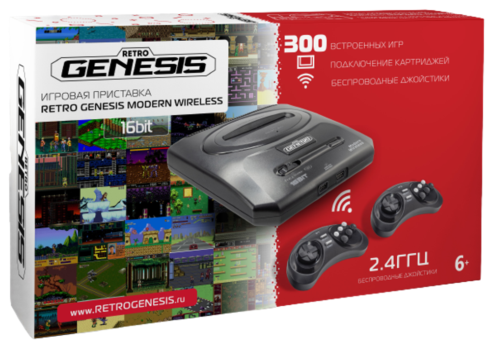 SEGA Retro Genesis Modern Wireless + 300 игр + 2 беспроводных джойстика 2.4ГГц (модель: ZD-02c, Серия: ZD-00)