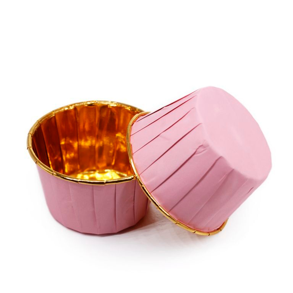 Формы бумажные с ламинацией «Маффин» 50х40 мм (Золото + розовый) 50 шт