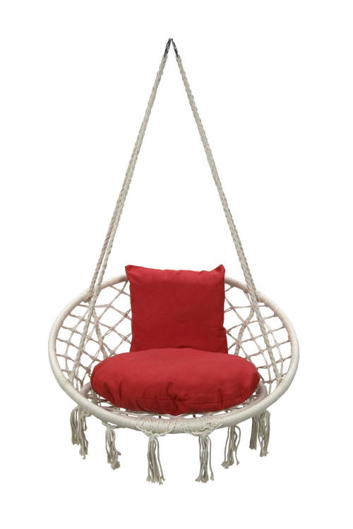 Кресло подвесное Фиби арт.ZRHC30-B (корзина белая, подушка красная )