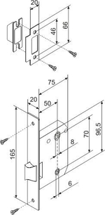 Защелка врезная METF72-50 (F72-50) GR графит