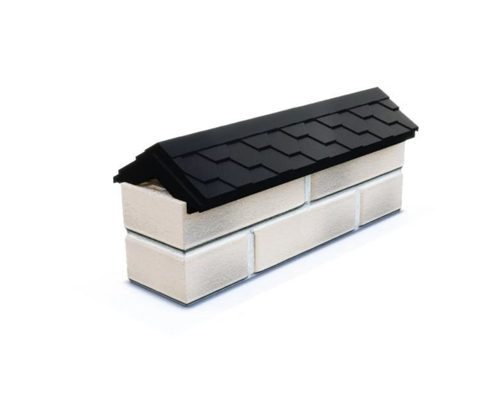 Полимер-песчаный парапет на пролёт забора в 0,5 кирпича, 500 × 130 × 15, «Гибкая черепица» (черный)