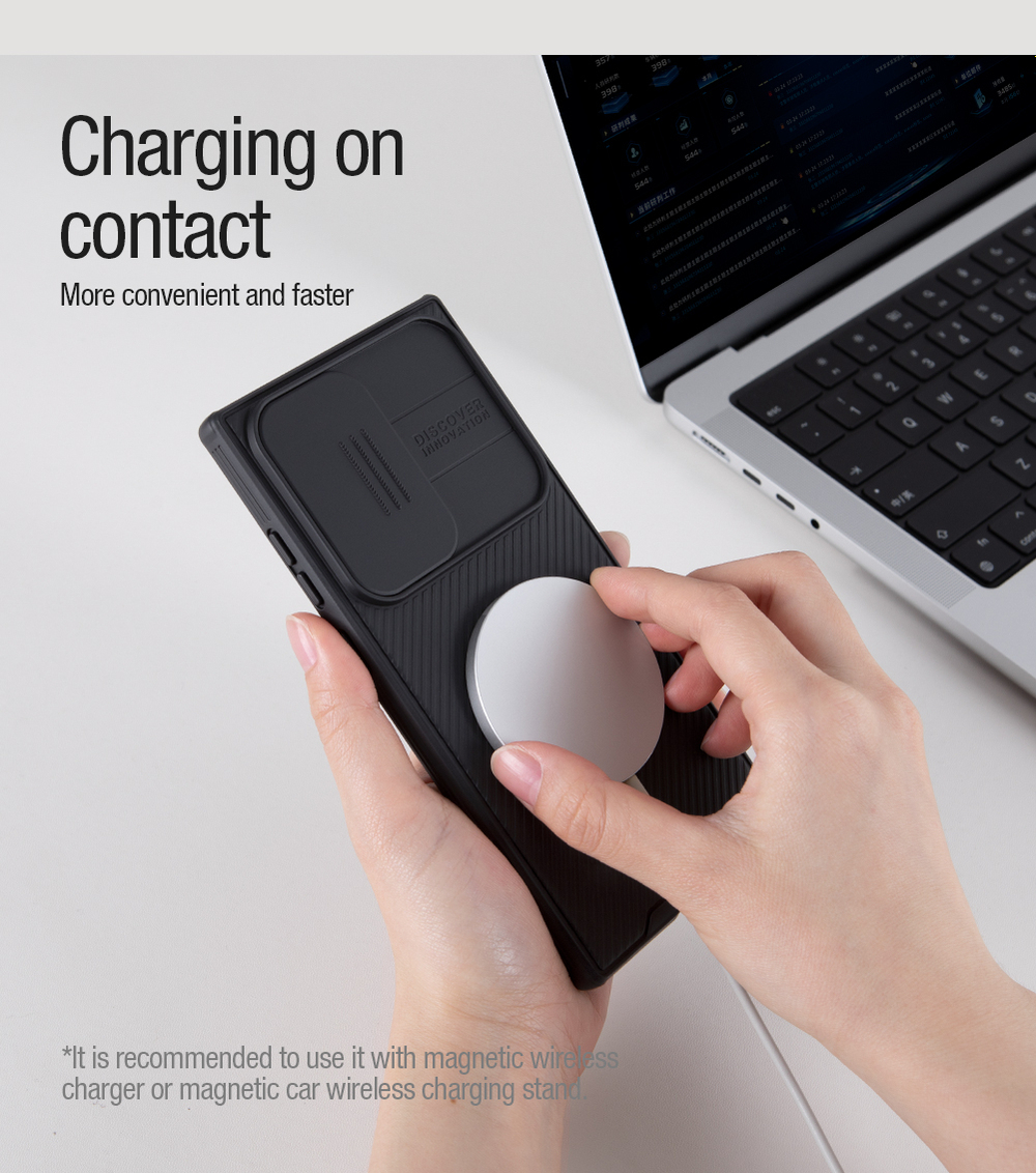 Чехол c поддержкой магнитной беспроводной зарядки для Samsung Galaxy S23 Ultra, с защитной шторкой камеры от Nillkin, серия CamShield Pro Magnetic