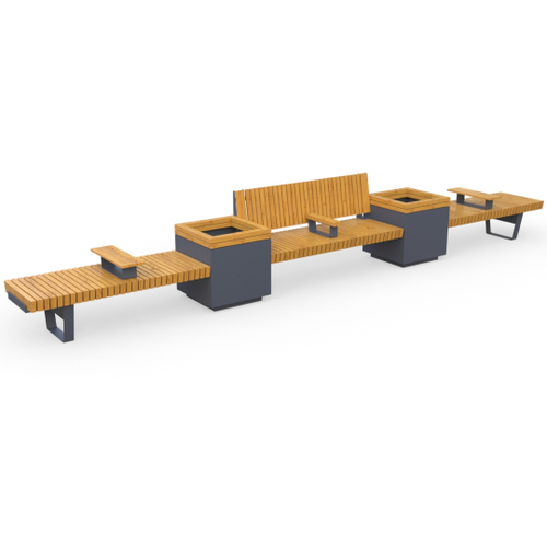 Скамейка Rail Road 02 с 2-мя вазонами и подлокотниками