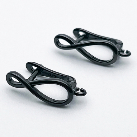 Ювелирные швензы, цвет черный металл, размер 19*6,5 мм, цена за пару