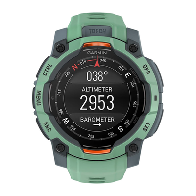 Спортивные часы Garmin Instinct 3, 45 мм, AMOLED, силиконовый ремешок цвета «южные тропики» Безель цвета «южные тропики», AMOLED-дисплей. Ремешок с классической застёжкой — на запястье обхватом 137–204 мм