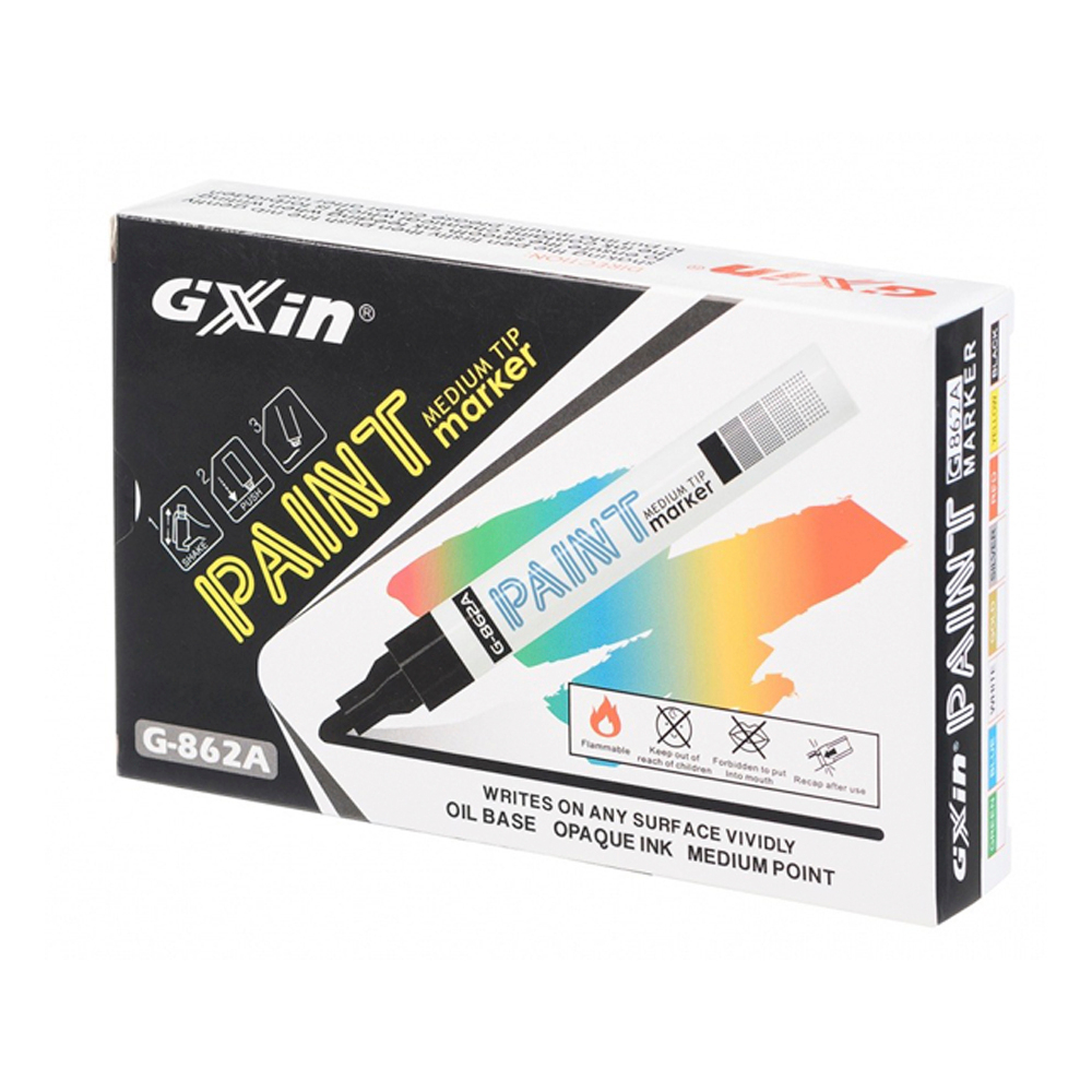 Маркер-краска перманентный Gixin, 14 мм, масляный, 12 шт, серый