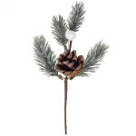 Ветка хвойная «Шишки и хлопок» 20 см