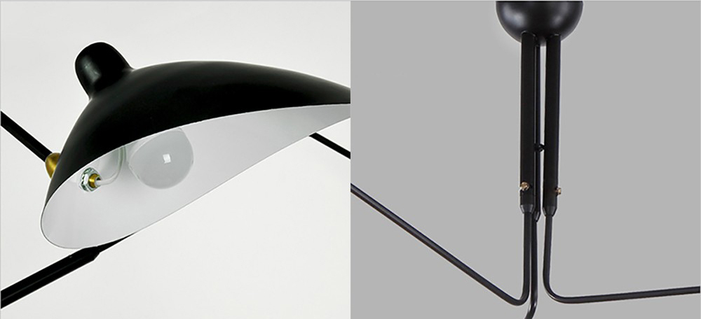 Ceiling design lamp Three Arms by Serge Mouille (White)