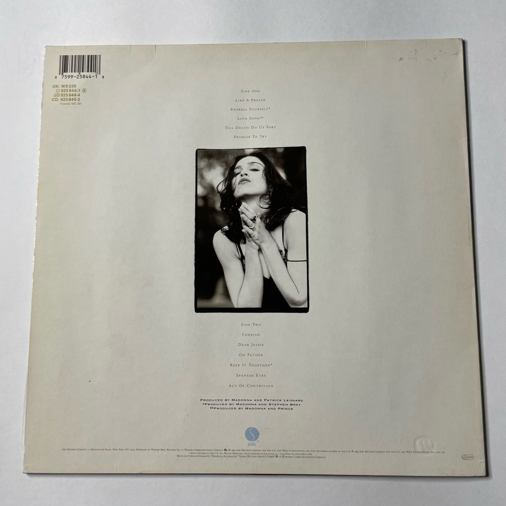 Винтажная виниловая пластинка LP Madonna Like A Prayer (Germany 1989) Express Yourself
