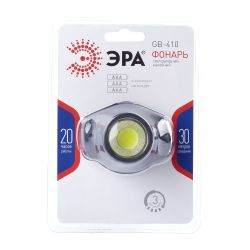 Фонарь налобный светодиодный ЭРА GB-410 на батарейках 3хААА, 3 режима, черный, IP44