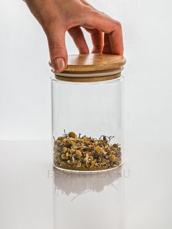 Банка стеклянная "Орхидея" с бамбуковой крышкой 500 мл