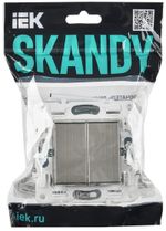 SKANDY Выключатель 2-клавишный 10А SK-V04N металл никель IEK