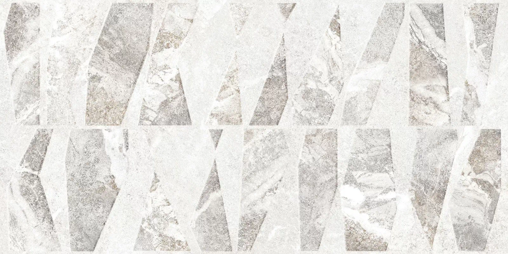 Настенная плитка Alma Ceramica TWU2550PRS17 Persey 24.9x50 белая / серая матовая / рельефная под камень / мозаику