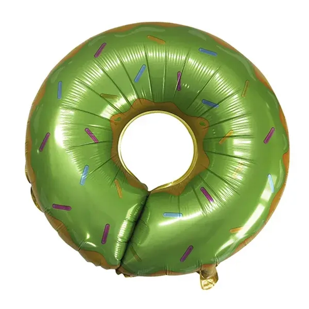 Шар (27""/69 см) Фигура, Пончик, Зеленый, 1 шт. 5п, З13