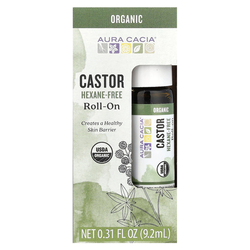 Aura Cacia, Roll-On, касторовое средство, 9,2 мл (0,31 жидк. Унции)