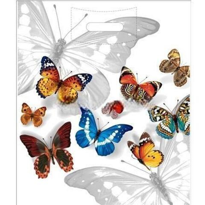 Пакет с прорубной ручкой ПВД 40х47 (45 мкм) "Бабочки" (50/500 шт.) Интерпак