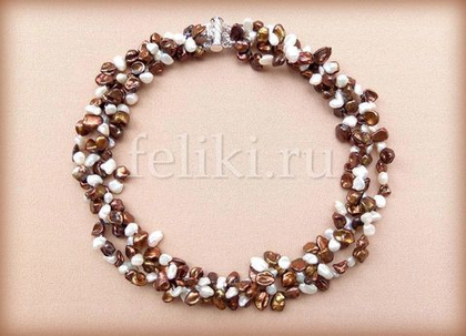 колье многорядное из жемчуга кеши