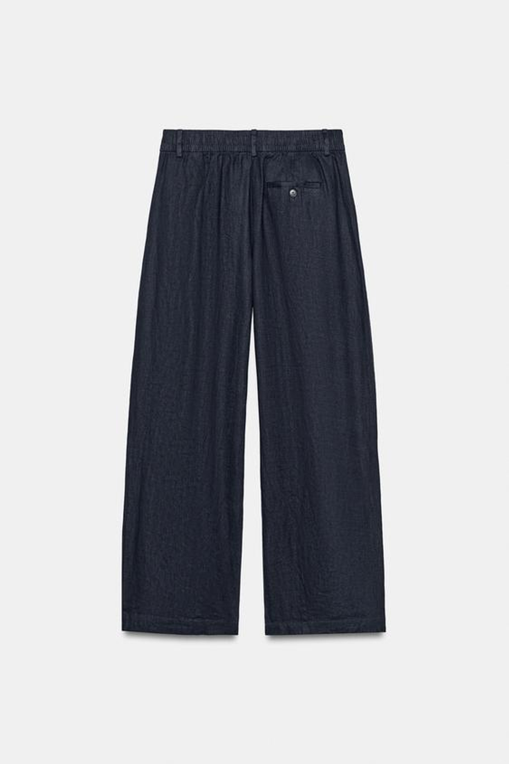 ZARA БРЮКИ ИЗ ЛЬНА СО СКЛАДКАМИ — ZW COLLECTION, МОРСКОЙ СИНИЙ