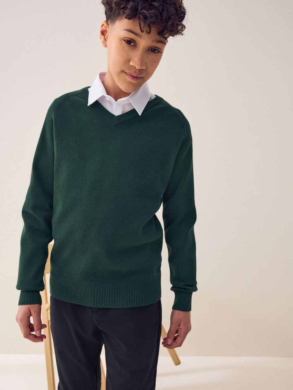 Джемпер школьный для мальчика Next Q90-643, Темно-зеленый