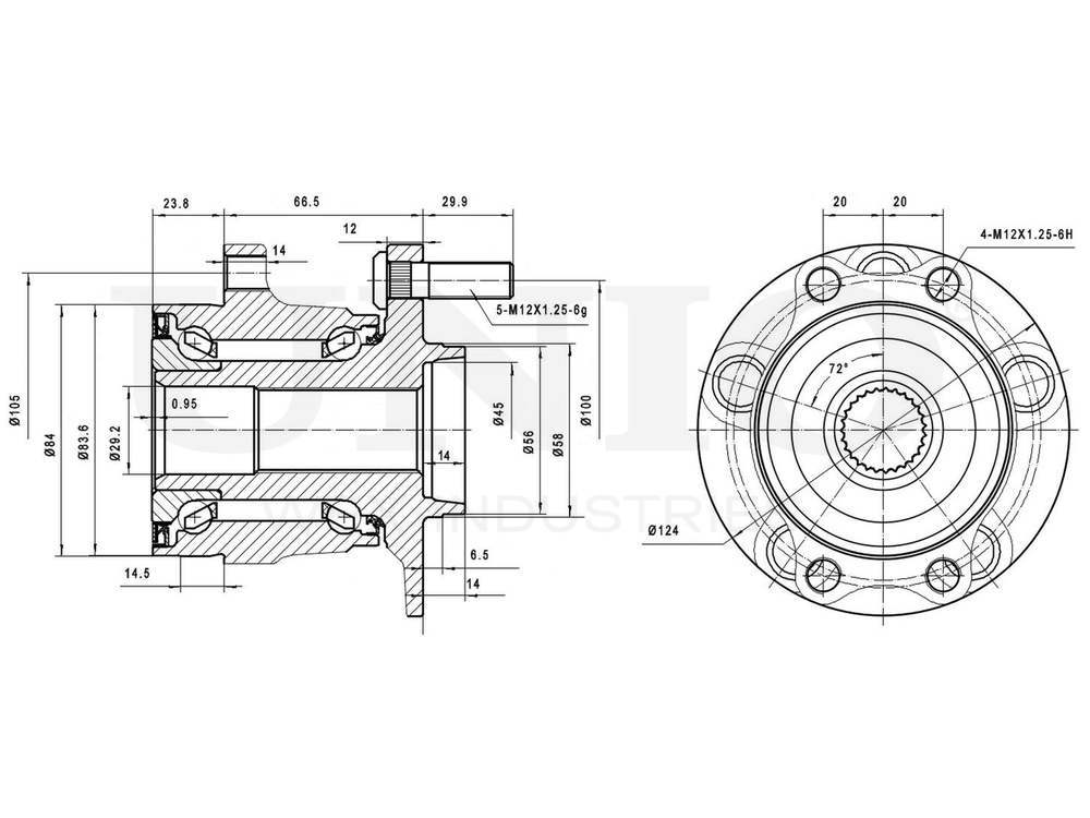 Ступица задняя (с ABS) UNIO HUB-20078
