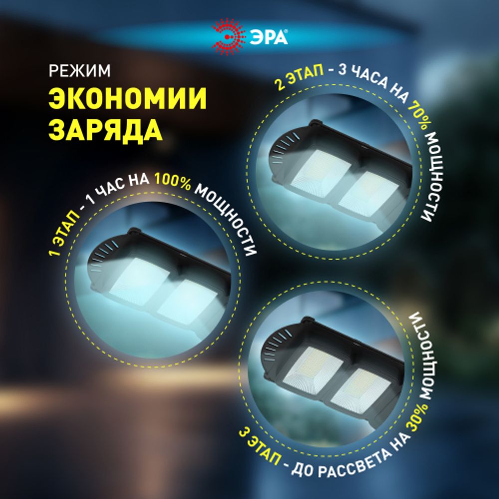 Консольный светильник ЭРА ERAKSS40-01 светодиодный уличный 40 Вт 750 Лм SMD на солнечной батарее с датчиком движения | Уличное освещение на солнечных батареях