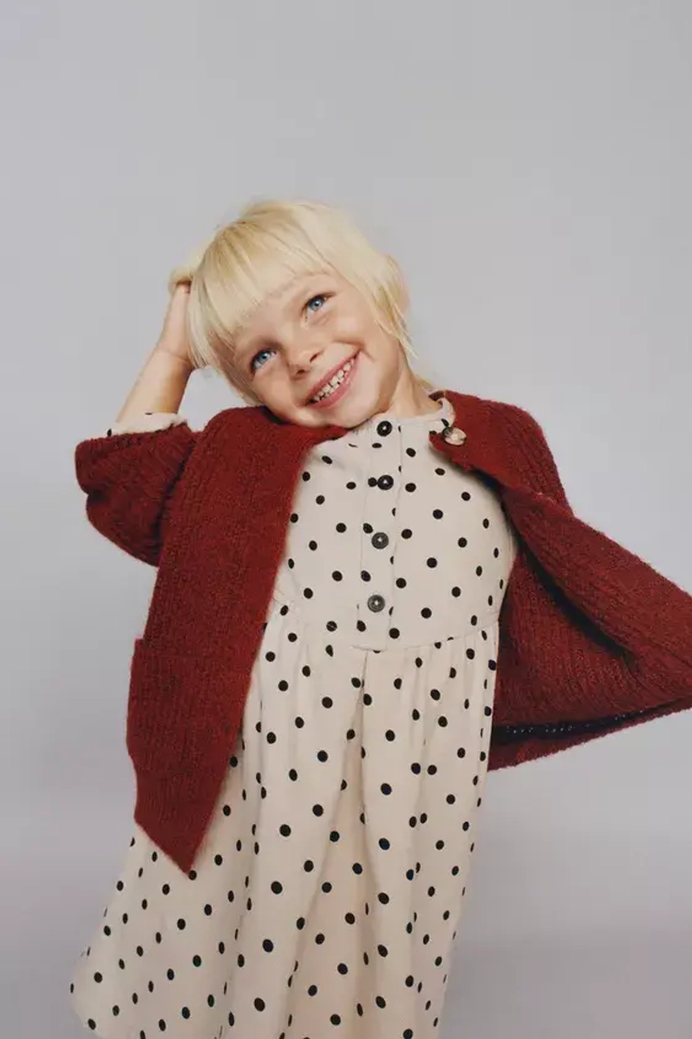 ZARA ПЛАТЬЕ В ГОРОШЕК, РЫЖЕВАТО-КОРИЧНЕВЫЙ