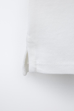 ZARA БАЗОВОЕ ОДНОТОННОЕ ПОЛО, БЕЛЫЙ