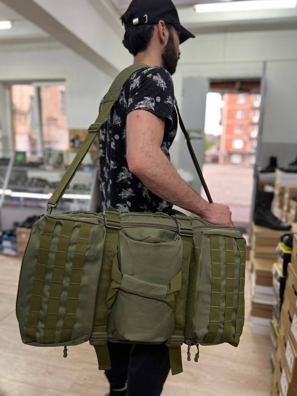 Вместительный тактический рюкзак 60л / олива