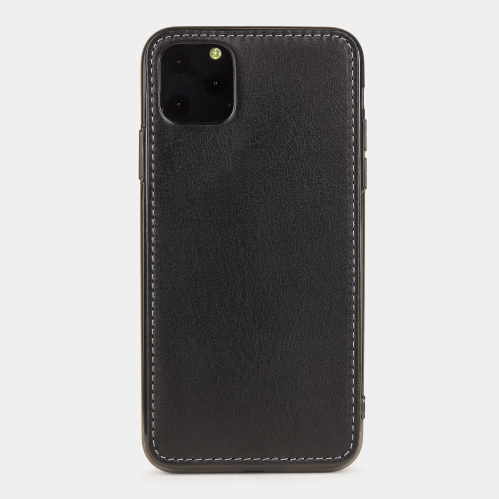 Чехол-накладка кожаный для iPhone 11 Pro Max черного цвета