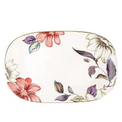 Блюдо сервировочное (с элементами золота) "Олеандр" 25*16*2см. (min6) (транспортная упаковка)