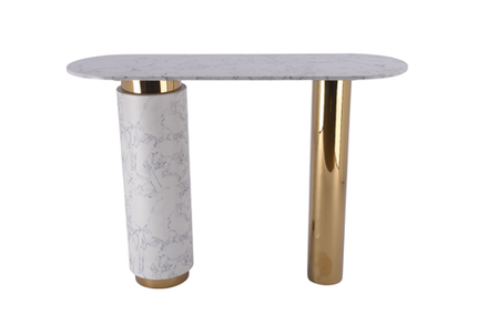 Стол-консоль Ist Casa Прима, 120х40х85 см, белый мрамор, золото