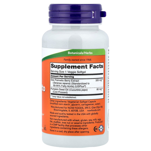 NOW Foods, экстракт серенои, 90 растительных капсул