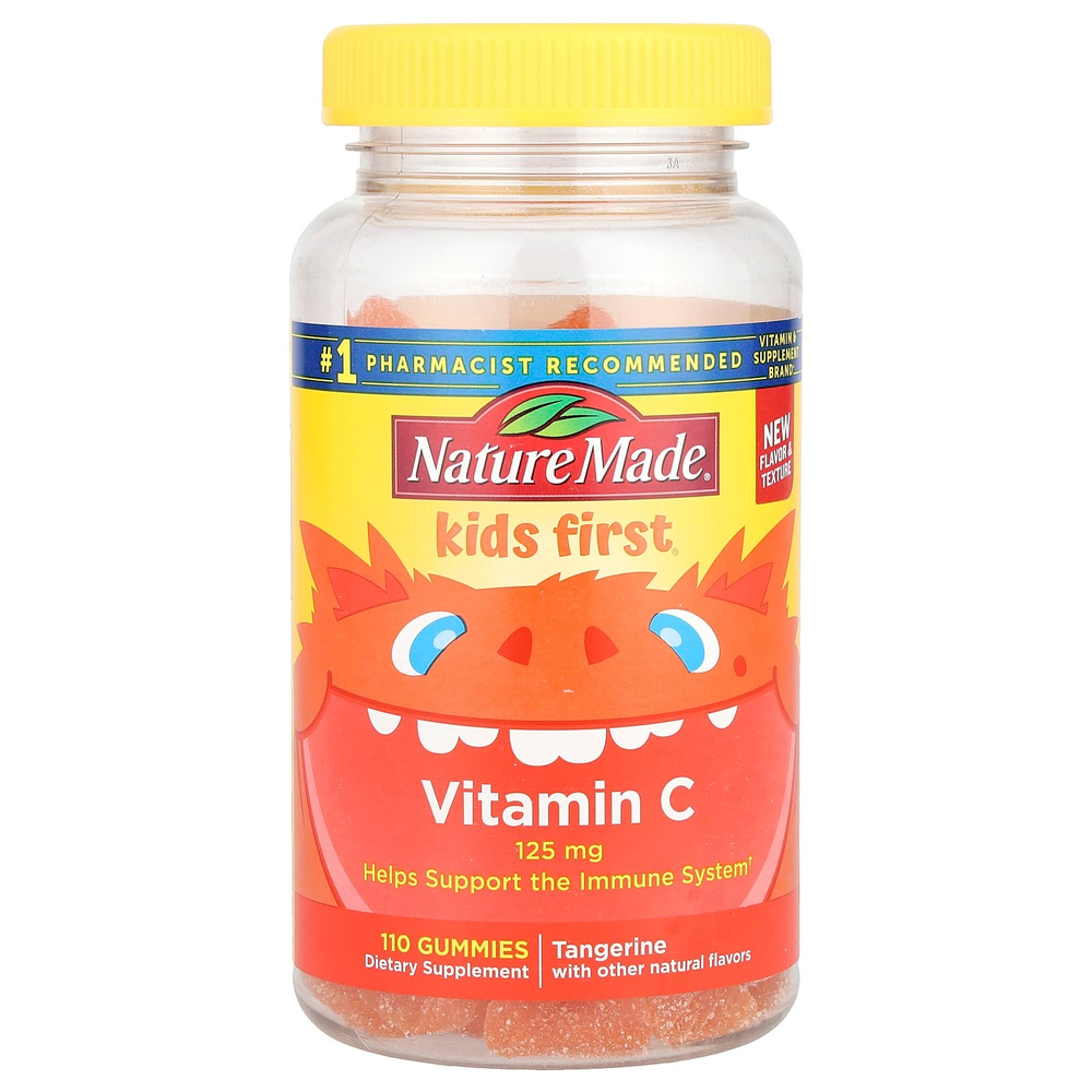 Nature Made, Kids First®, жевательные мармеладки с витамином C, мандарин, 125 мг, 110 жевательных таблеток