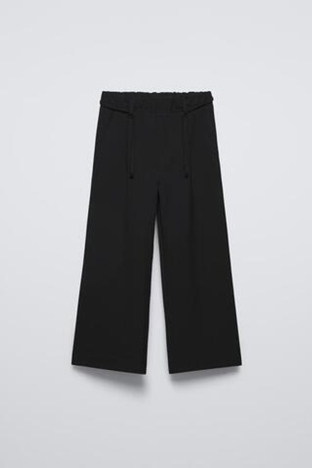 ZARA БРЮКИ С ЭЛАСТИЧНЫМ ПОЯСОМ, ЧЕРНЫЙ