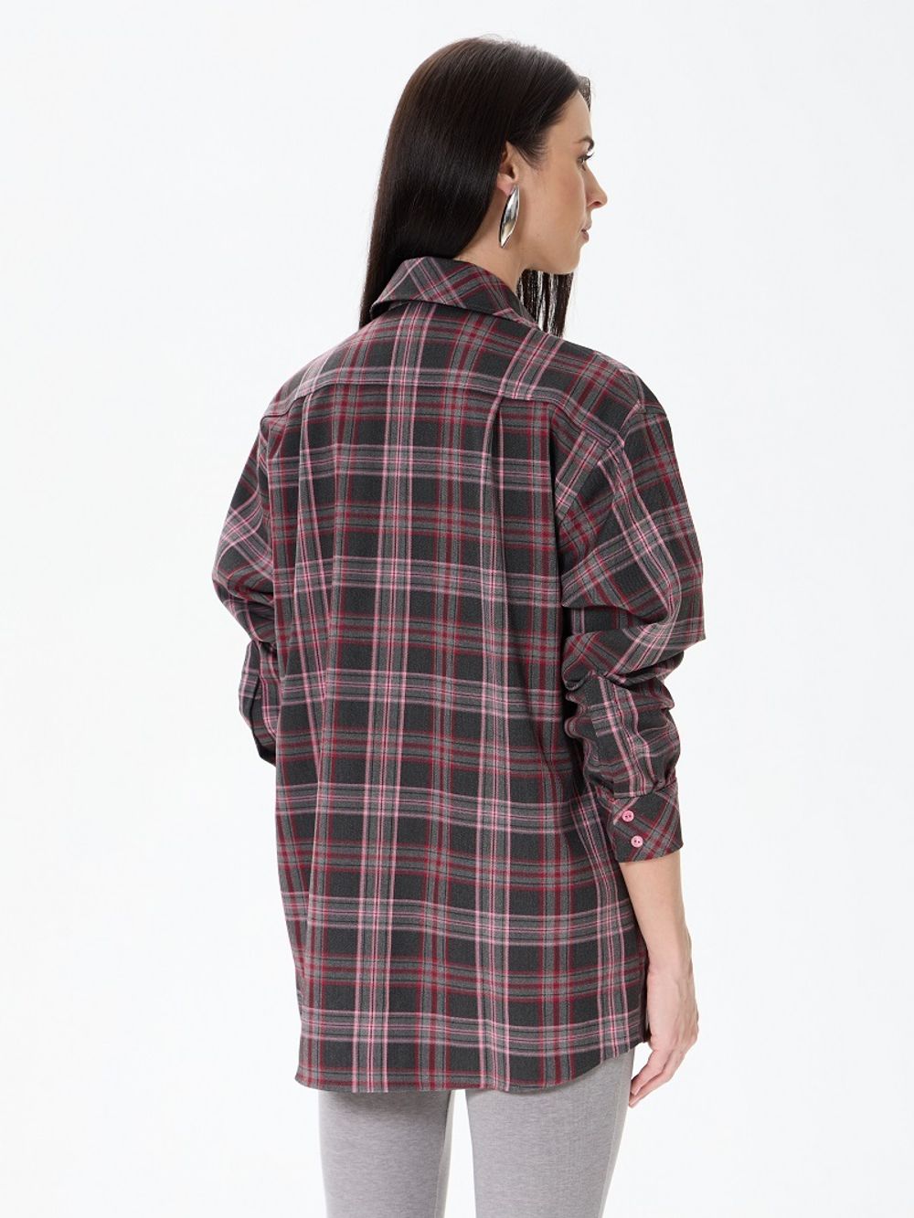 Рубашка Хельсинки удлиненная серая клетка