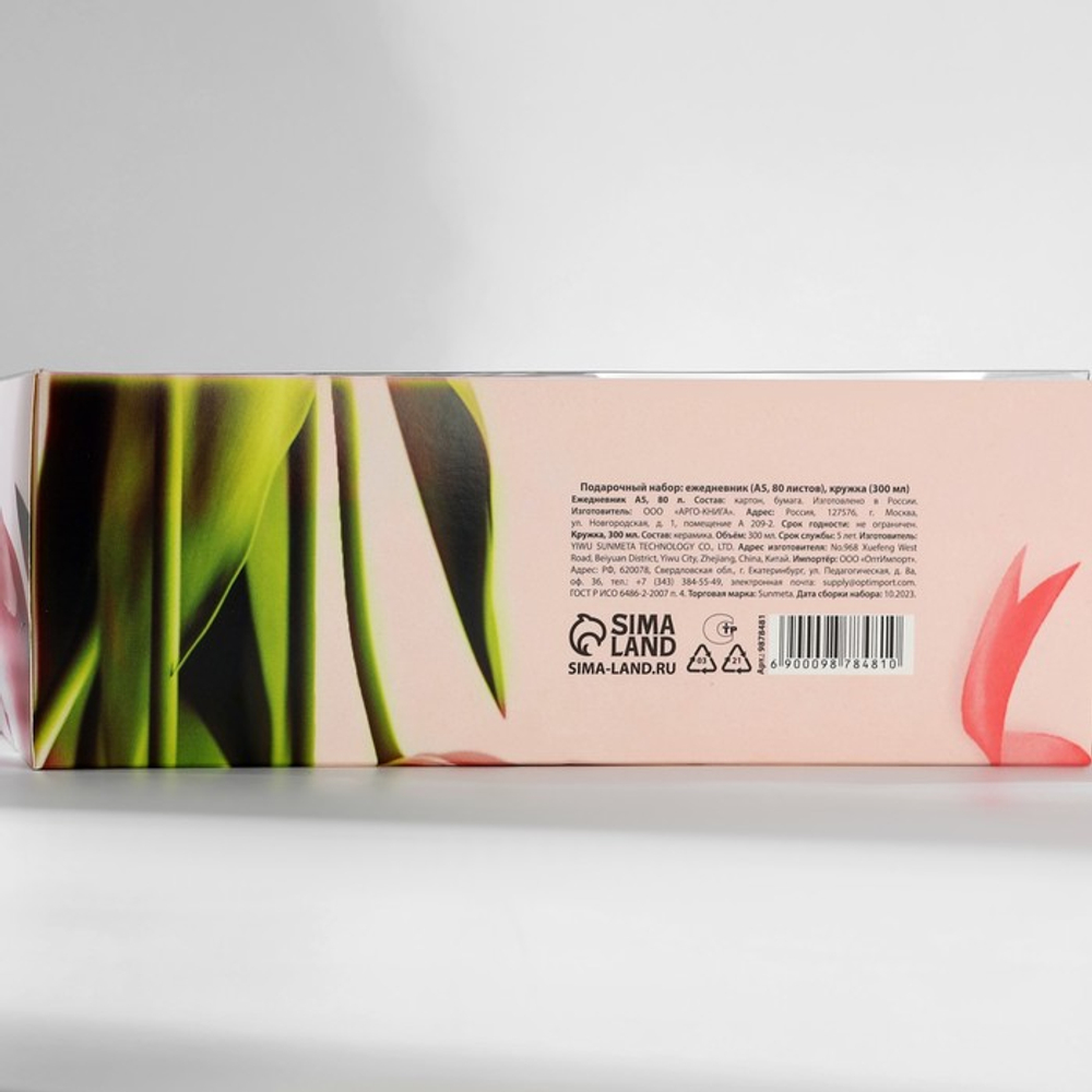Подарочный набор: ежедневник А5, 80 листов и кружка «Пусть эта весна тебя вдохновляет»