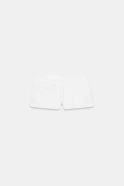 ZARA МИНИ-ШОРТЫ СО ШНУРОВКОЙ, БЕЛЫЙ