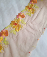 Вышивка на сетке с жёлто-оранжевыми цветами К216 правая