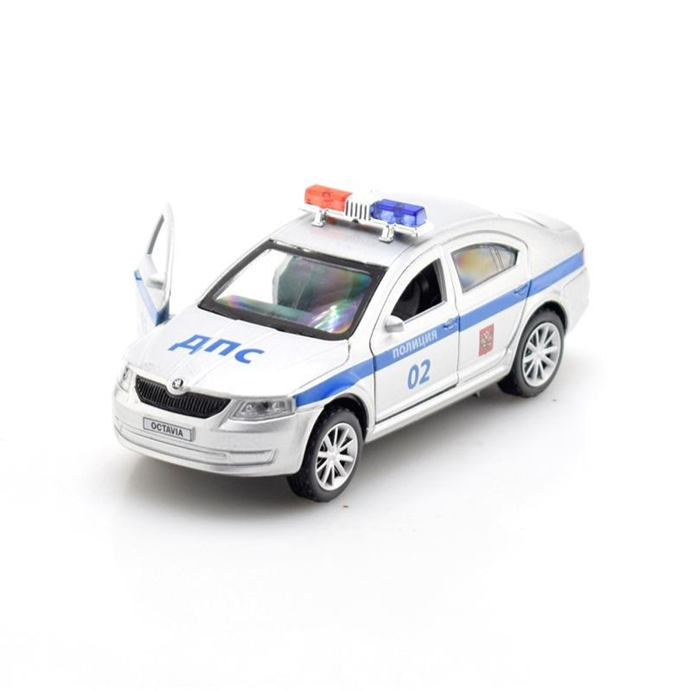 Модель ин. мет. "Skoda Octavia Полиция" 12см, открыв. двери, в коробка (Технопарк)