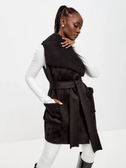 Жилет утепленный меховой оверсайз демисезонный