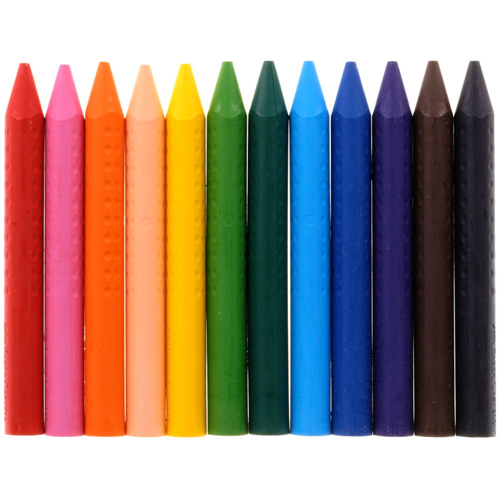 Мелки пластиковые утолщенные Faber-Castell "Grip Jumbo" 12цв., трехгранные, картон, европодвес